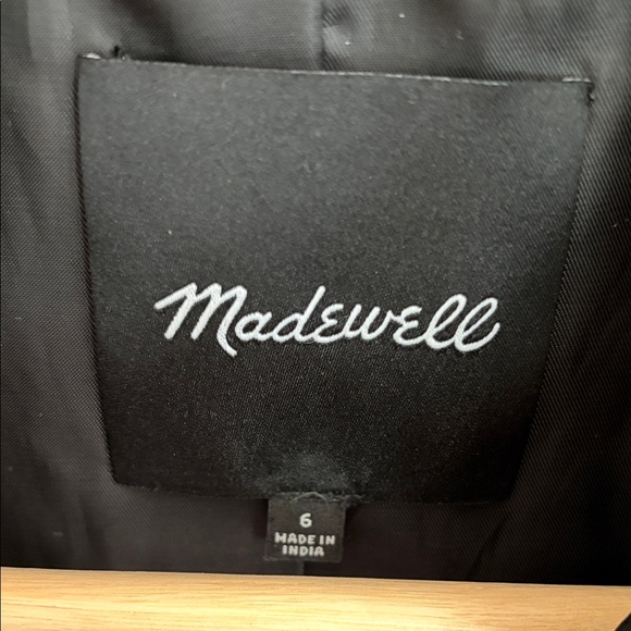 Madewell Shrunken Zip Front Black Leather Jacket - Picture 3 of 10